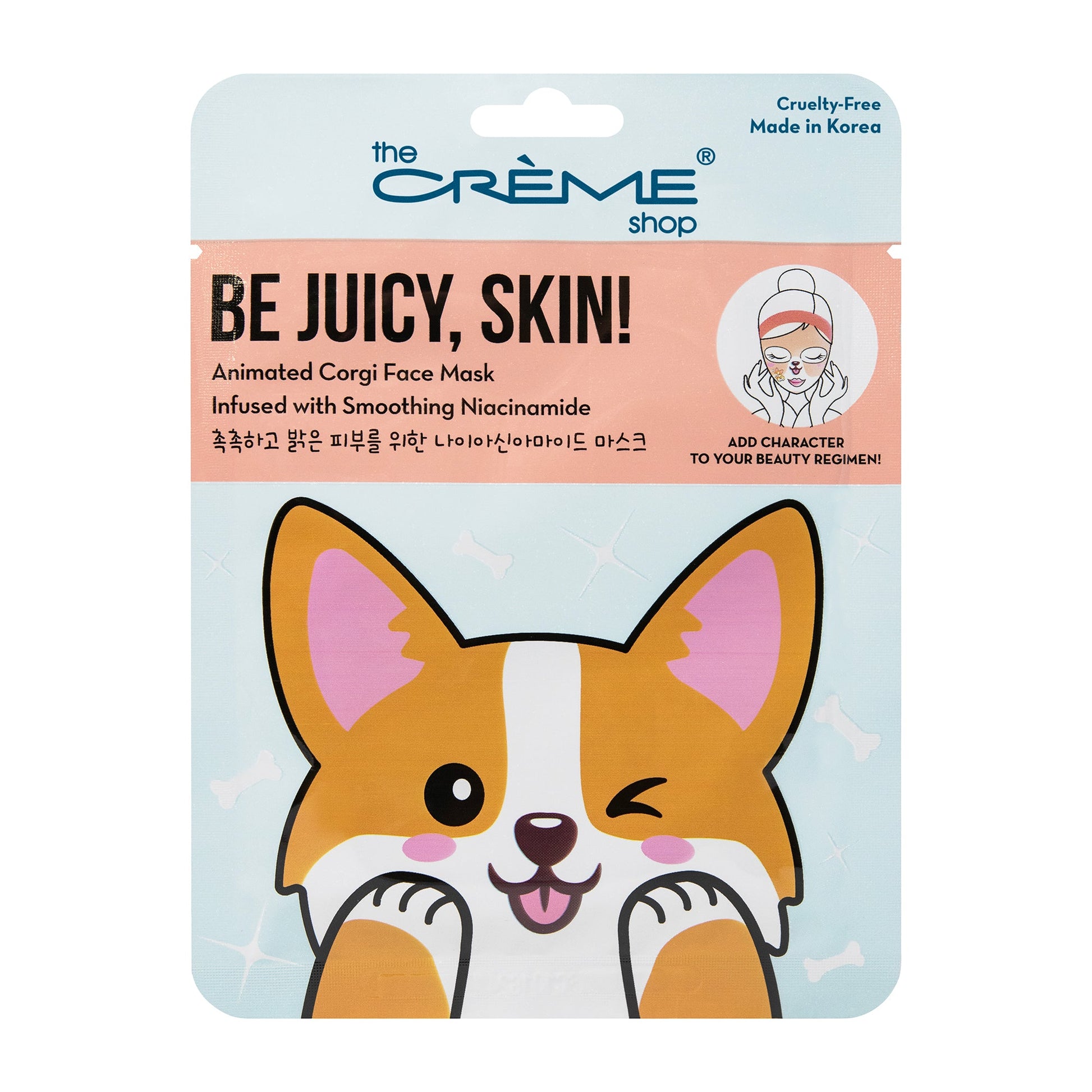 Be Juicy, Skin! Animated Corgi Face Mask Animated Sheet Masks The Crème Shop 