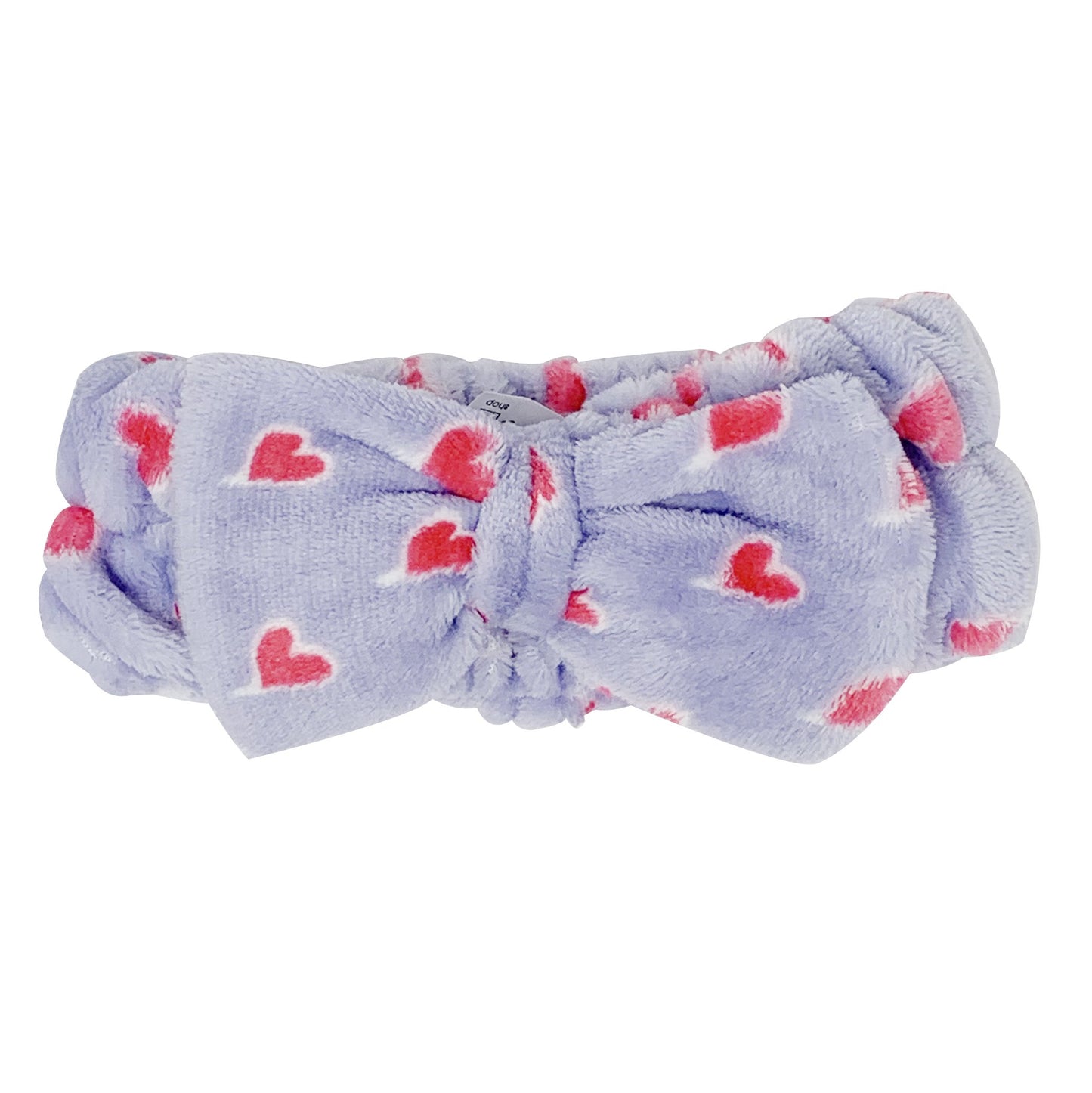 Lavender Purple Teddy Headyband with Pink Hearts - The Crème Shop